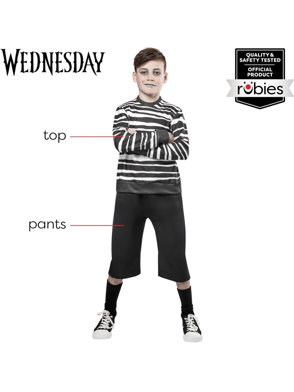 Rubie's Wednesday Pugsley Addams Black & White Striped Top with Black Pants